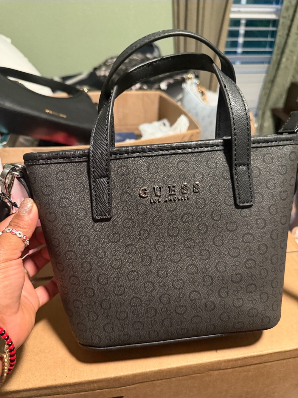 GUESS Black Mini Tote with G Monogram